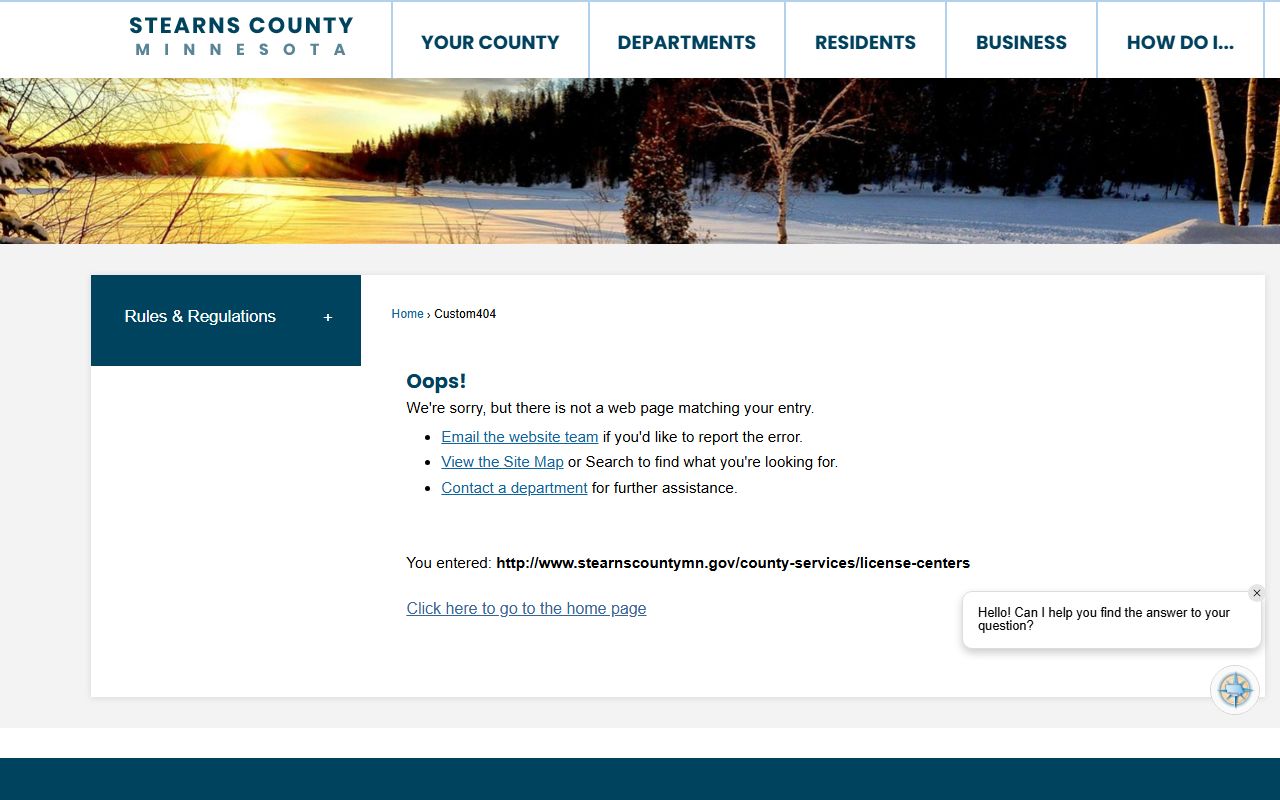 Stearns County License Center St. Cloud birth certificate request page