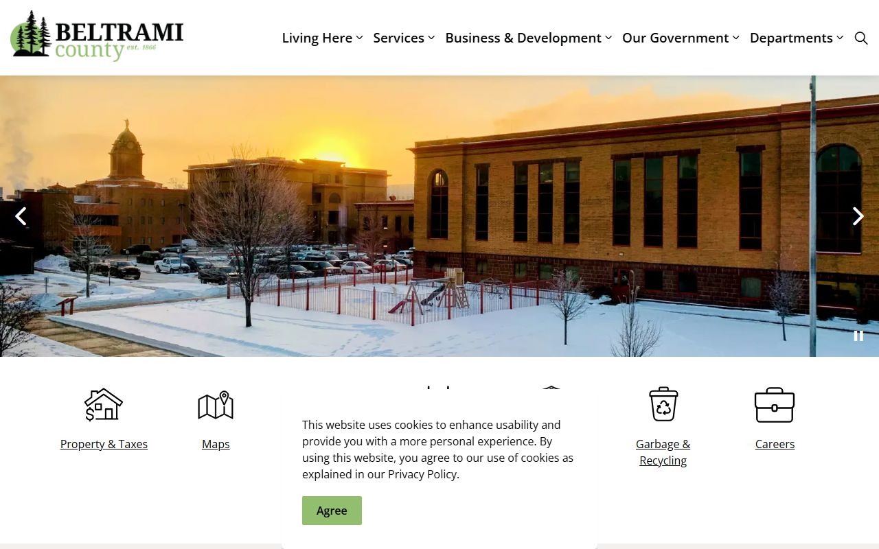 Beltrami County main website for birth certificate information