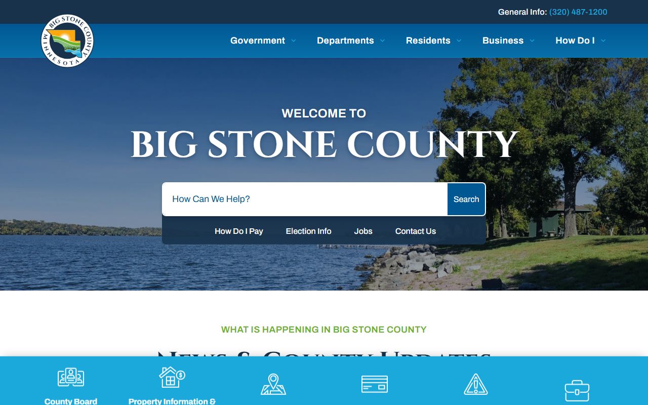 Big Stone County main website for birth certificate requests