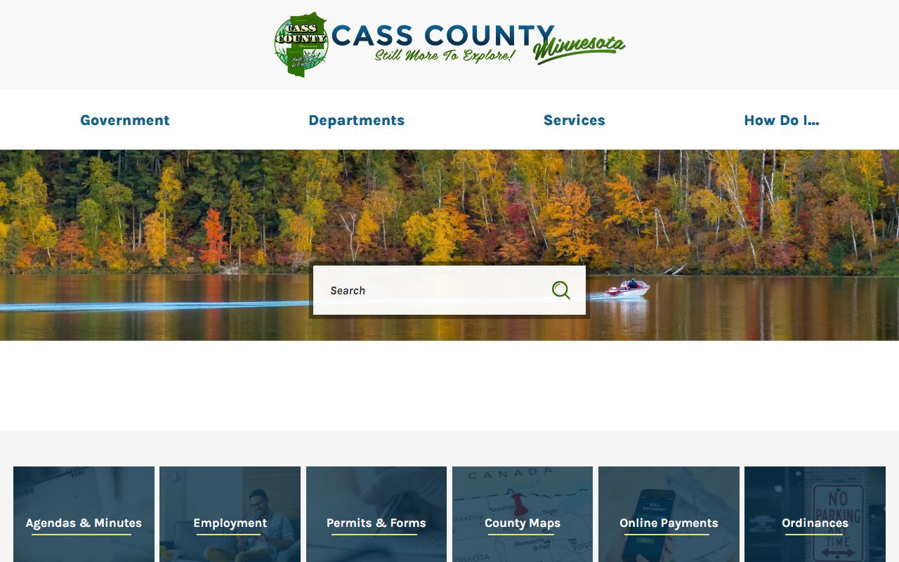 Cass County Minnesota official website showing Auditor/Treasurer department