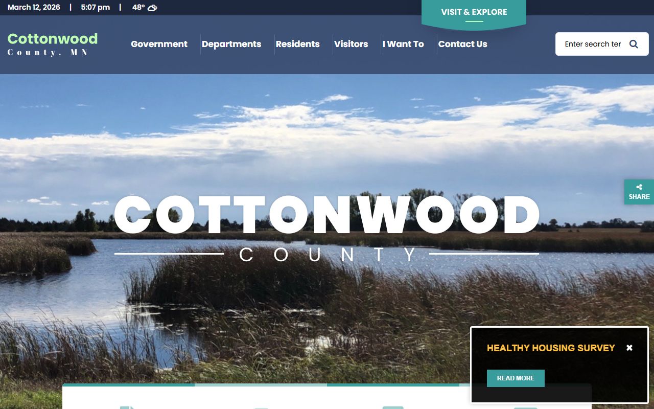 Cottonwood County main website for birth records requests