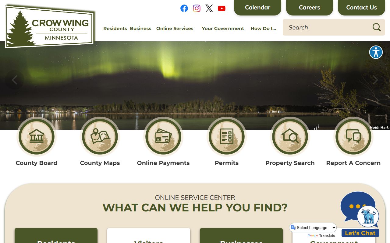 Crow Wing County main website for birth certificate requests