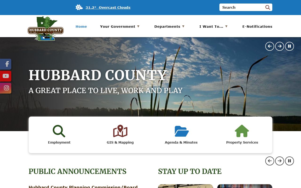 Hubbard County main website birth certificates