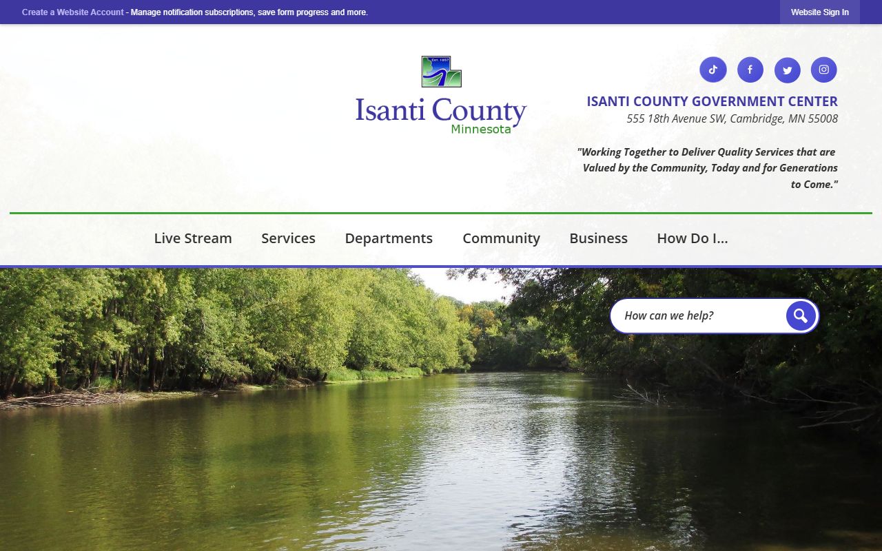 Isanti County government website birth certificates