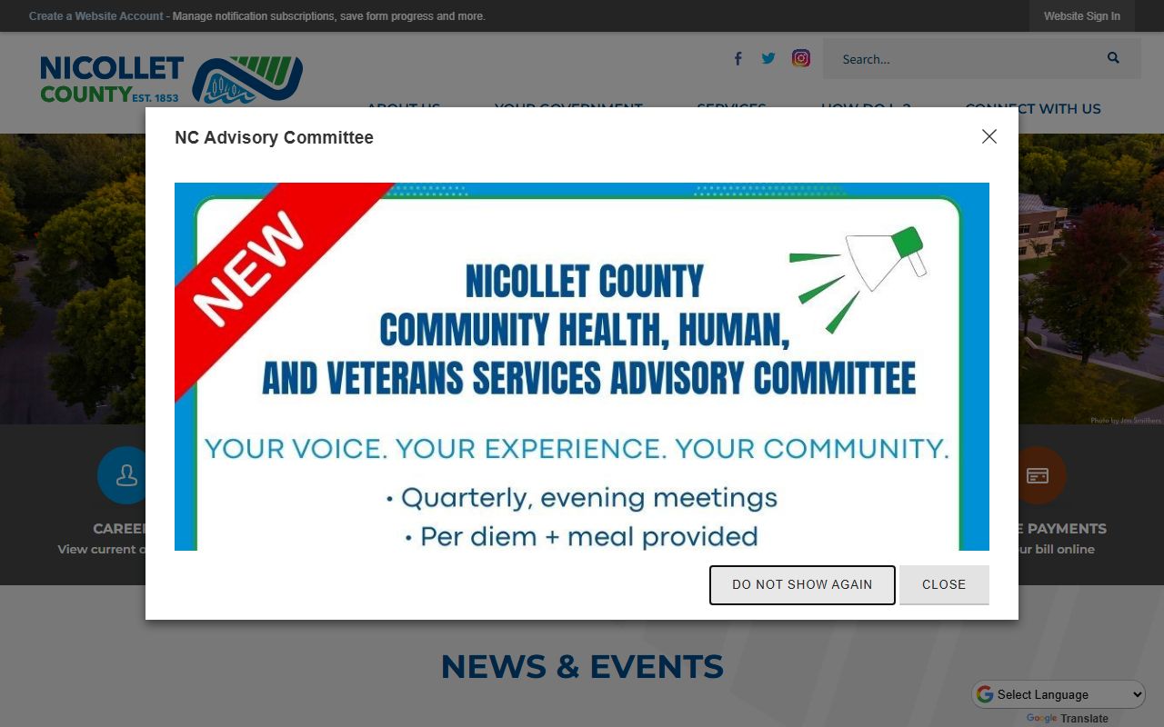 Nicollet County birth certificates office website