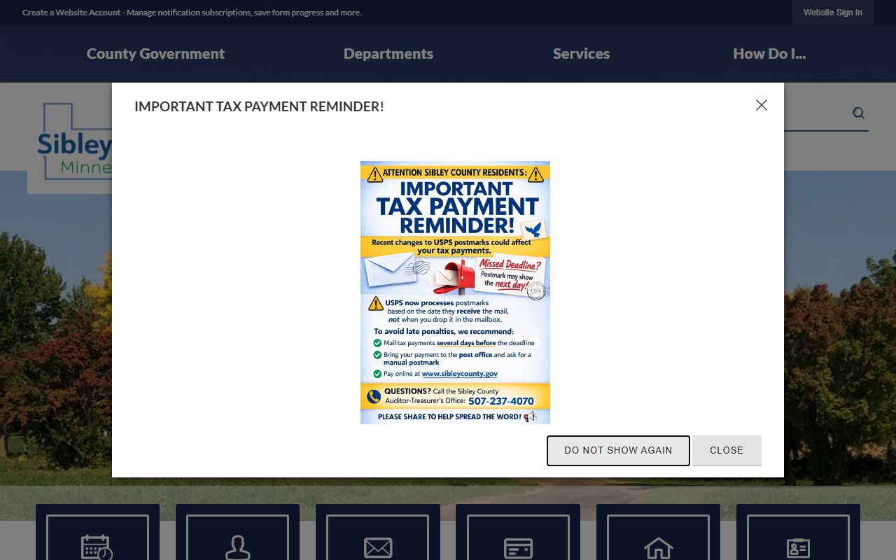 Sibley County main website for birth certificates and vital records