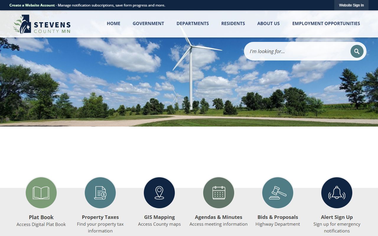 Stevens County main website for birth certificates and vital records in Morris Minnesota